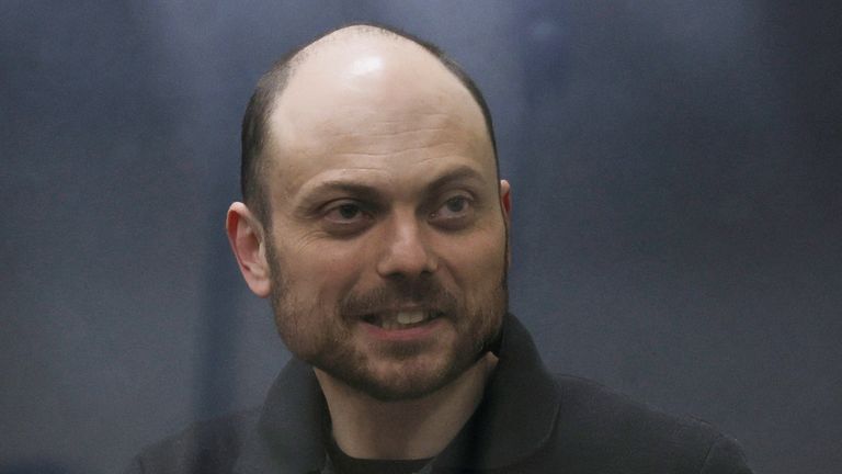 Vladimir Kara-Murza at a court hearing in Moscow in 2023. Pic: Reuters