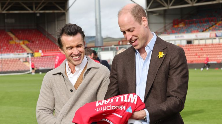Prince William was presented with his very own Wrexham shirt Pic: PA / Chris Jackson