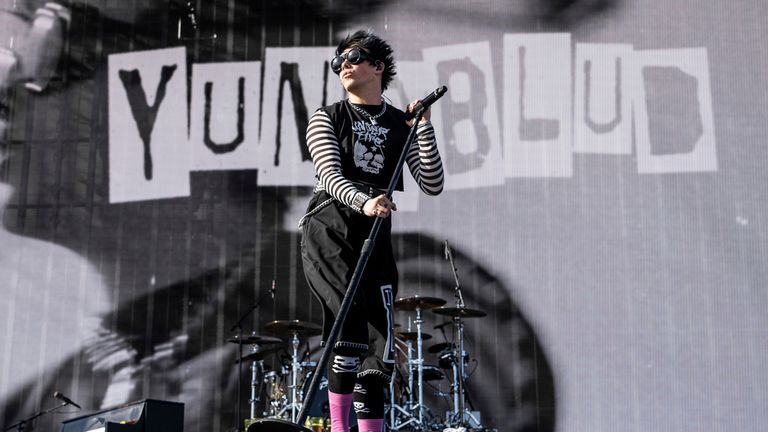 YUNGBLUD performs at the Coachella Music & Arts Festival at the Empire Polo Club, Friday, April 14, 2023, in Indio, Calif. (Photo by Amy Harris/Invision/AP)