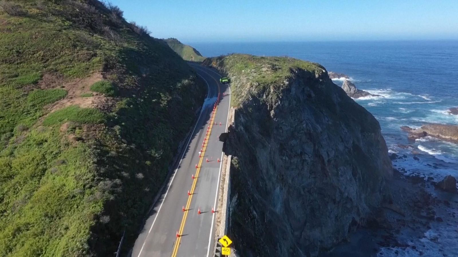 California: Heavy rain cause lane to collapse along Highway 1 | US News ...