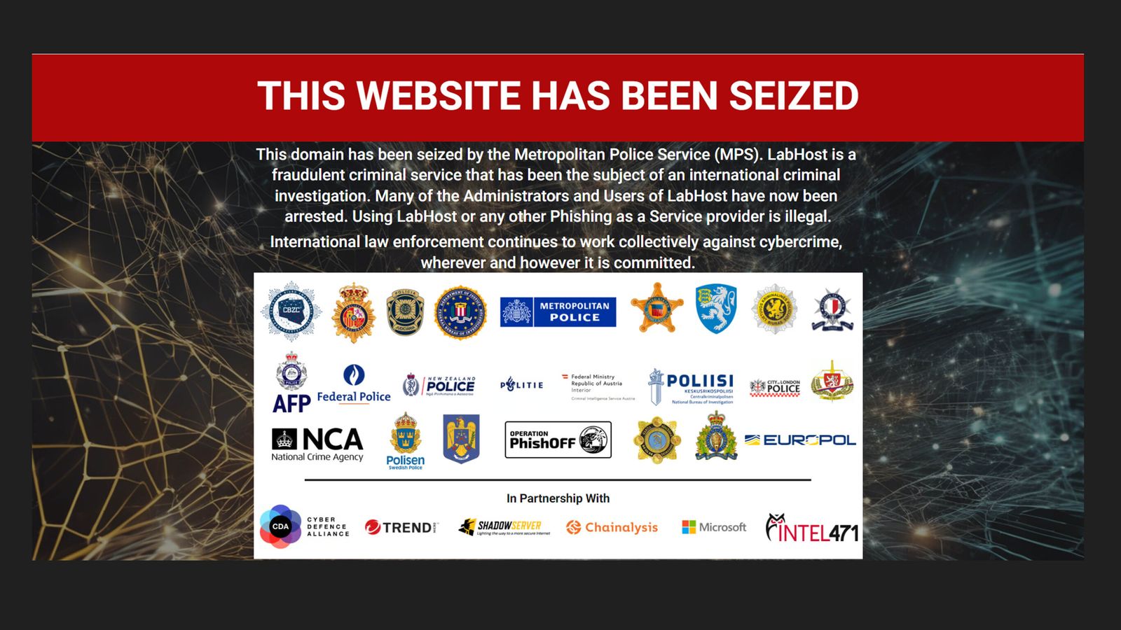 Des dizaines de personnes arrêtées et des milliers de personnes contactées après la mise hors ligne du site frauduleux |  Nouvelles du Royaume-Uni
