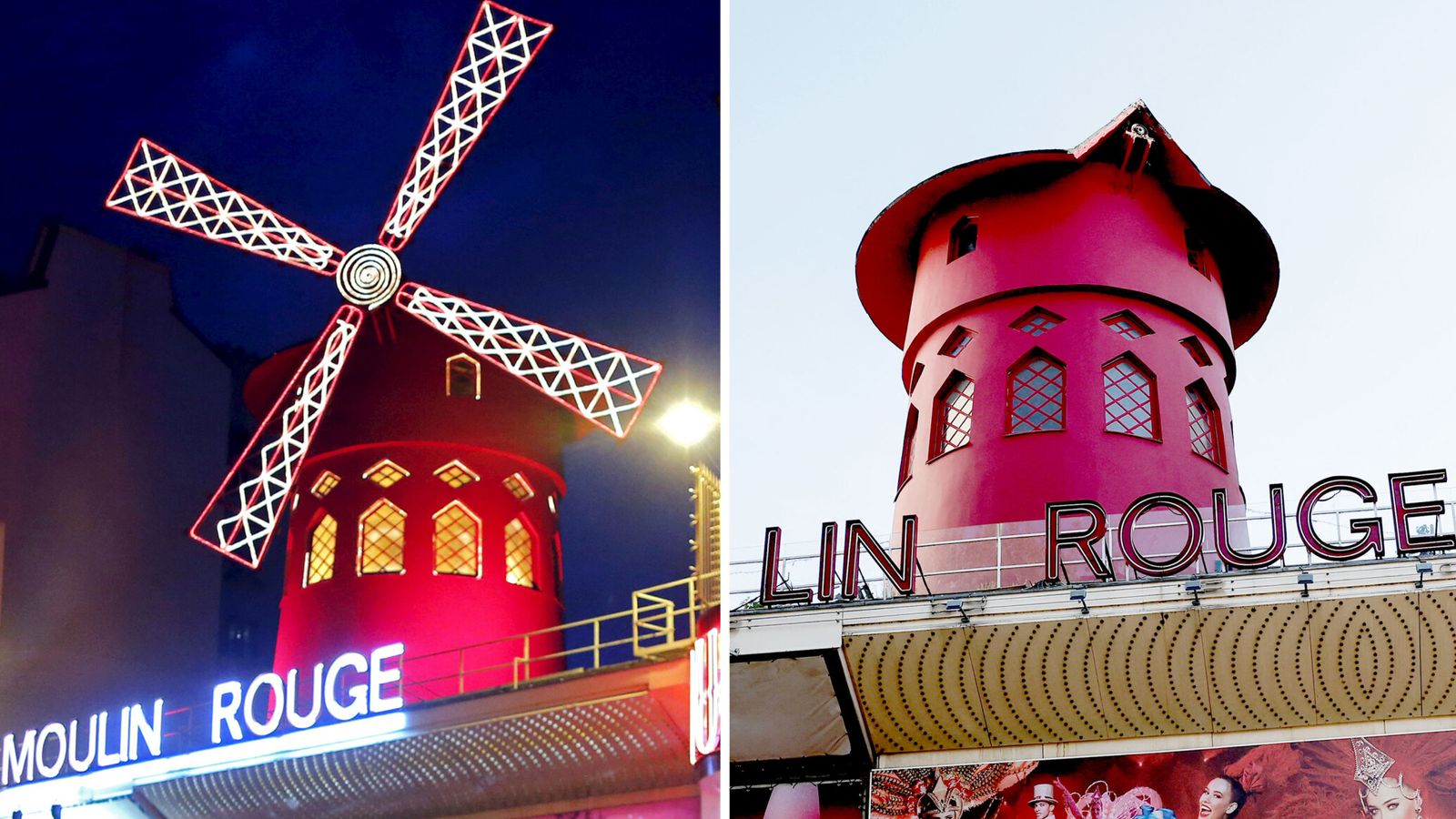 Blades of Windmill Atop Parisian Moulin Rouge Falls Off, Sign Damaged