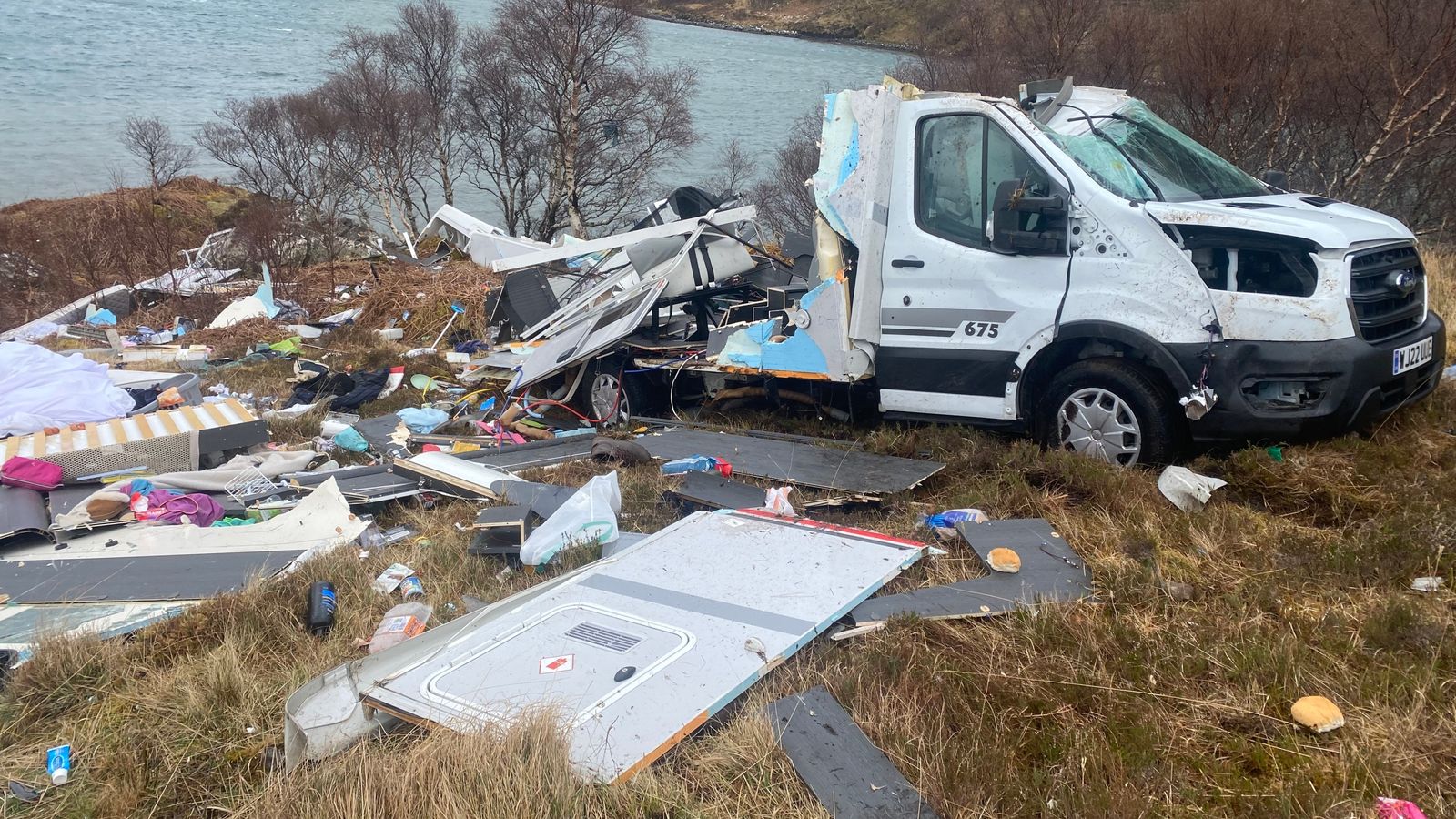 Family's 'lucky escape' after motorhome 'blown down hill' on NC500 route by Storm Kathleen