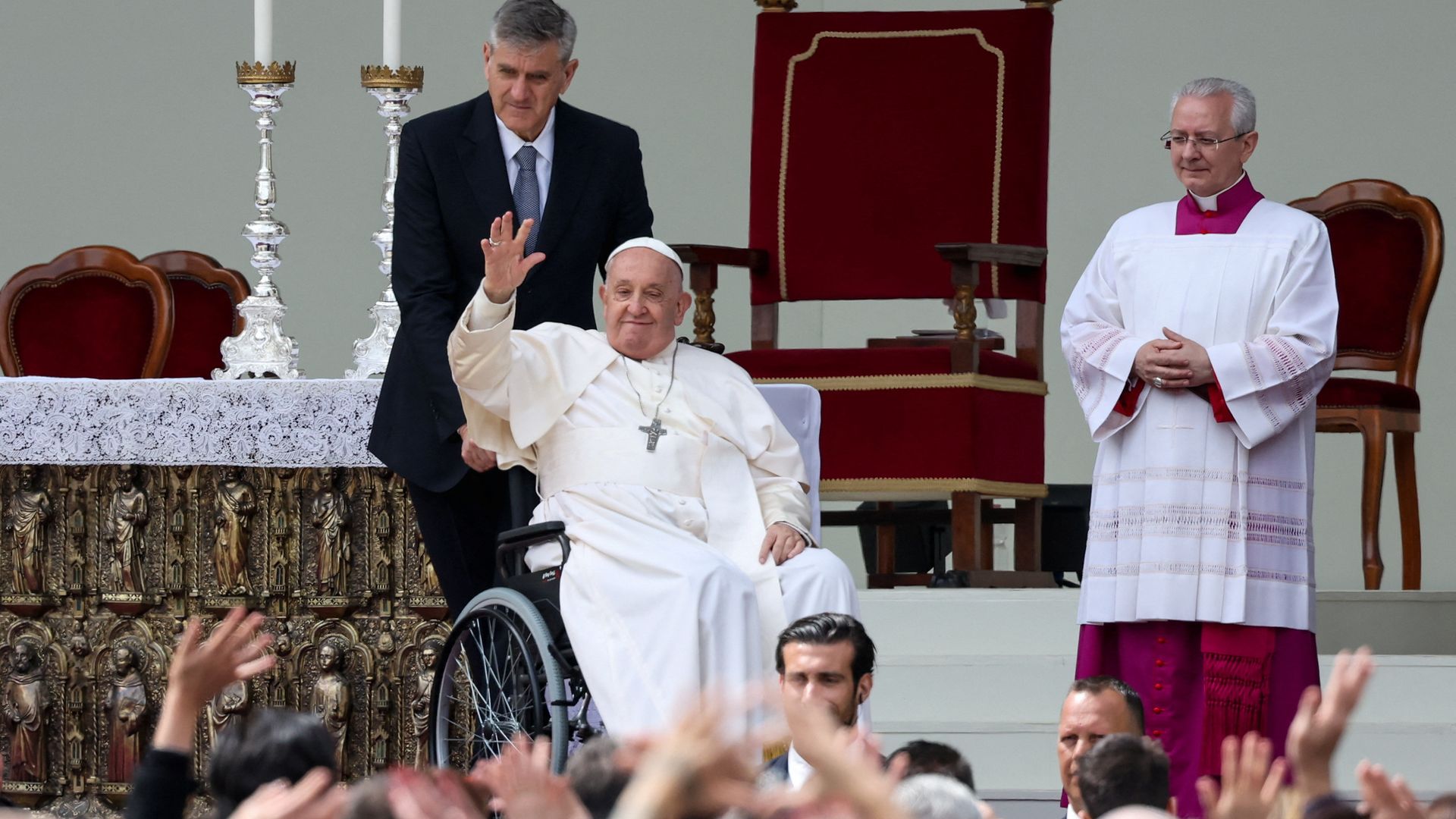 Pope makes first visit out of Rome for seven months after health scares...
