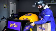 A courier of the fast grocery deliverer Getir. Pic: Reuters