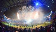 Fireworks mark the end of the 2014 Commonwealth Games Closing Ceremony at Hampden Park, Glasgow.
