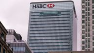 The HSBC headquarters stand in the financial district of Canary Wharf in London. Pic: AP