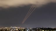 An anti-missile system in action after Iran launched drones and missiles towards Israel. Pic: Reuters