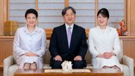 In this photo provided by Japan&#39;s Imperial Household Agency, Japan&#39;s Emperor Naruhito, Empress Masako, and their daughter Princess Aiko pose during a family photo session for New Year at the Imperial Palace in Tokyo, Japan, December 23, 2023. Imperial Household Agency of Japan/Handout via REUTERS THIS IMAGE HAS BEEN SUPPLIED BY A THIRD PARTY. MANDATORY CREDIT. NO CROPPING.