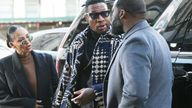 Jonathan Majors arrives to the sentencing in his assault and harassment case at Manhattan Criminal Court in New York City.
Pic: Reuters
