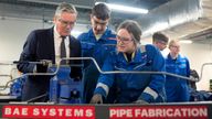 Keir Starmer being shown tools during a campaign visit to BAE Systems in Barrow-in-Furness, Cumbria.
Pic: PA