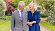King Charles III and Queen Camilla, taken by portrait photographer Millie Pilkington, in Buckingham Palace Gardens on April 10
Pic:  Millie Pilkington/Buckingham Palace/PA 