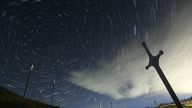 Stars and meteors during the Lyrid meteor shower in Georgia on 22 April 2023. Pic: Reuters
