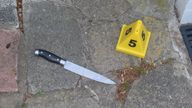 The Met Police released an image of a knife which it said was used in the stabbing of the officer. Pic: Met Police