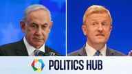 Israeli&#39;s PM Benjamin Netanyahu (L) and the UK&#39;s deputy PM Oliver Dowden (R)