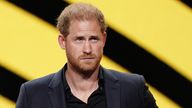 The Duke of Sussex speaking during the closing ceremony of the Invictus Games in Dusseldorf, Germany. Picture date: Saturday September 16, 2023. Pic: Jordan Pettitt/PA Wire