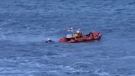 The volunteer team made two attempts to rescue her from the boat. Pic: @TomLyonsBiz