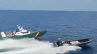 A Guardia Civil Boat appears to pursue a vessel containing drugs. Pic: Guardia Civil
