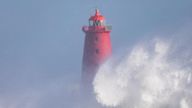 Storm Kathleen hits Poolbeg Lighthouse in Dublin. Pic: Colin Haverty Photography