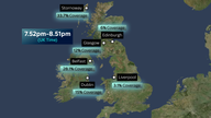 A map showing parts of the UK that will be able to see a partial eclipse 