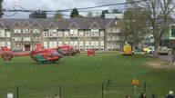 Pic: WNS
Three people have been stabbed at a high school put into lockdown after a knife attack in the grounds.

Parents say a female teacher and two pupils are fearing to be the victims of the stabbing - with police saying a lone suspect has been detained.

More than 10 police cars and two air ambulance helicopters were sent to the school in Ammanford, Carmarthenshire, after reports of a major incident.

Parents reported the heavy police presence and air ambulances landing nearby the playing fi