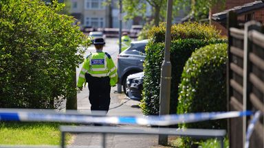 Pic: Jordan Pettitt/PA
Police at the scene in Hainault, north east London, after reports of several people being stabbed at a Tube station. A 36-year-old man wielding a sword was arrested following the attack on members of the public and two police officers. Picture date: Tuesday April 30, 2024.