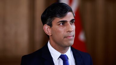 Pic: PA
Prime Minister Rishi Sunak records a statement inside 10 Downing Street, London, after Iran launched an unprecedented attack on Israel that saw RAF jets deployed to shoot down drones from Tehran. Mr Sunak said "the fallout for regional stability would be hard to overstate" had Iran&#39;s attack on Israel been successful, as he confirmed RAF pilots shot down "a number" of attack drones. Picture date: Sunday April 14, 2024.