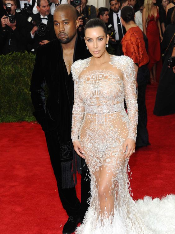 Kim Kardashian, with former husband Kanye West, wore a Roberto Cavalli creation at the 2015 Met Gala in New York. Pic: Rex/Startraks/Shutterstock
