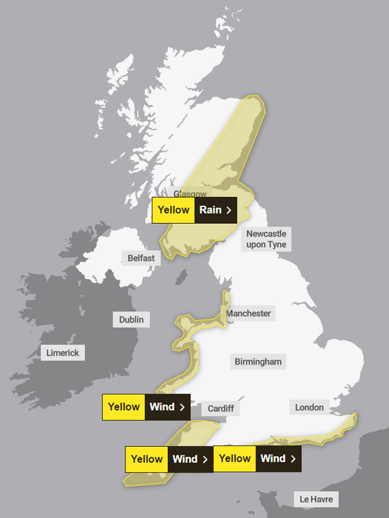 Weather warnings for Tuesday 9 April cover large parts of the coastline of England and Wales