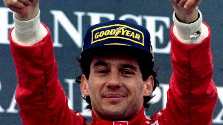24OCT93 FILE PHOTO - Ayrton Senna of Brazil gestures to the crowd after winning the Suzuka Grand Prix in this file photo. The trial of Formula One team chief Frank Williams and five others accused of manslaughter over the death of three times world champion Ayrton Senna started February 20. The defendants, who include Williams&#39; technical director Patrick Head and designer Adrian Newey, deny responsibility for the fatal crash at the 1994 San Marino Grand Prix. SPORT MOTOR RACING TRIAL SENNA
