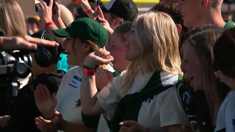 Kevin Bacon visits Payson High School, where Footloose was filmed. Pic: NBC