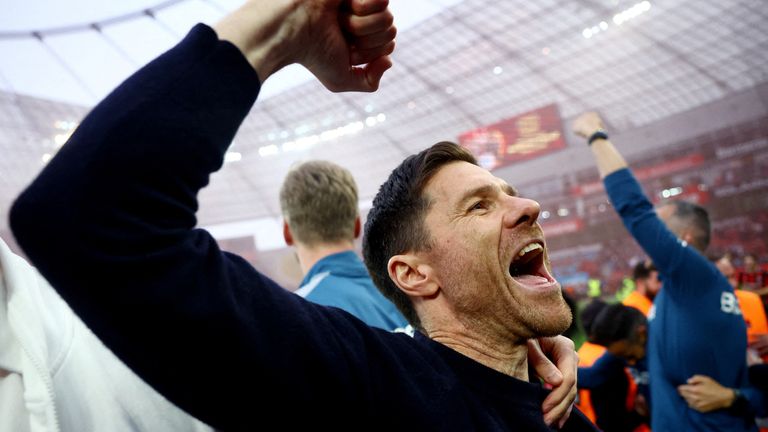 Xabi Alonso celebrates winning the title. Pic: Reuters