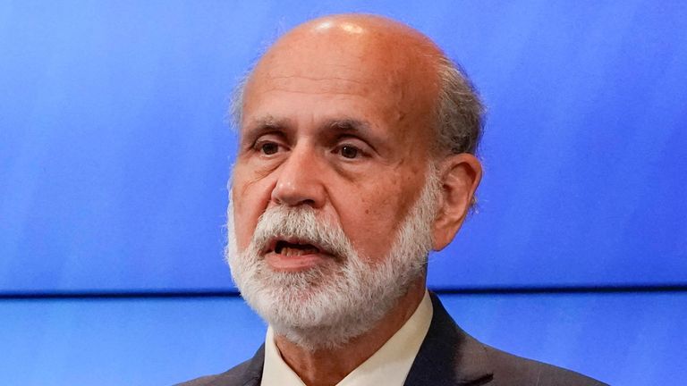 Former Federal Reserve chairman Ben Bernanke speaks after he was named among three U.S. economists awarded the 2022 Nobel Economics Prize, during a news conference at the Brookings Institution in Washington, U.S., October 10, 2022. REUTERS/Ken Cedeno