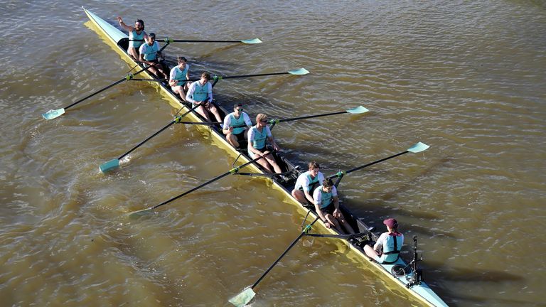 The Cambridge team&#39;s Sebastian Benzecry, Noam Mouelle, Thomas Marsh, Augustus John, Kenneth Coplan, Thomas Lynch, Luca Ferraro, Matt Edge, and Ed Bracey celebrate winning the 169th Men&#39;s Gemini Boat Race 2024 on the River Thames, London. Picture date: Saturday March 30, 2024. PA Photo. See PA story ROWING Boat Race. Photo credit should read: Jonathan Brady/PA Wire...RESTRICTIONS: Use subject to restrictions. Editorial use only, no commercial use without prior consent from rights holder.