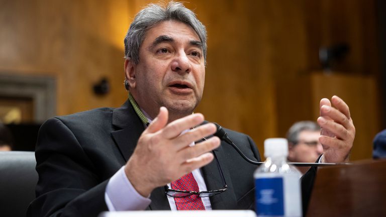 Boeing quality engineer Sam Salehpour testifies at the Senate Homeland Security subcommittee hearing.  Photo: AP