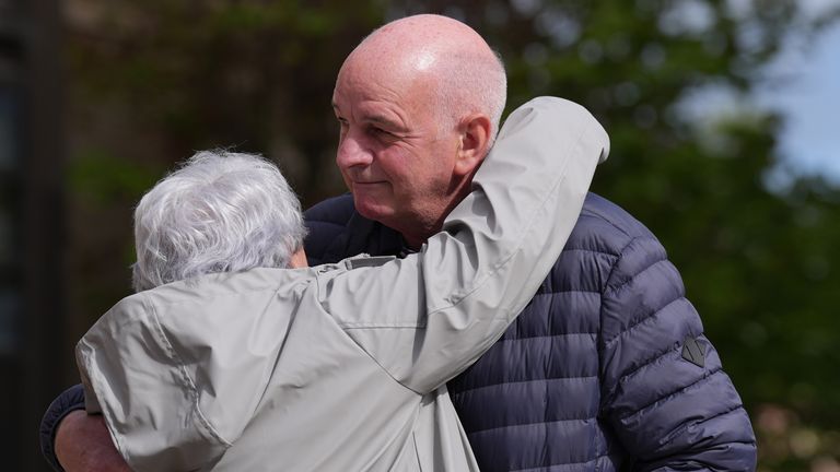 Margaret McKeich and William Glachan the parents of 14-year-old Caroline Glachan, arrive at the High Court in Glasgow where Donna Brand who is one of three people found guilty of the murder of their daughter in August 1996 has been jailed for 17 years. Picture date: Monday April 22, 2024.