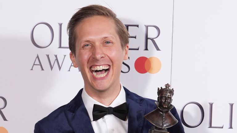 Will Cross in the press room after winning the Olivier Award for Best Supporting Actor. Image: PA