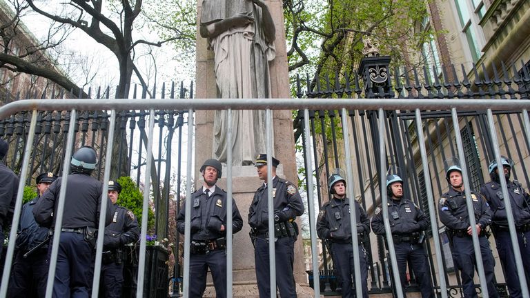 Police outside Columbia on 18 April. Pic: AP