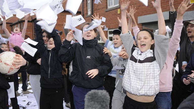 Residents of Dewsbury Moor tear up the missing girl posters and hold a street party to celebrate the news that Shannon Matthews was reported to be found today.