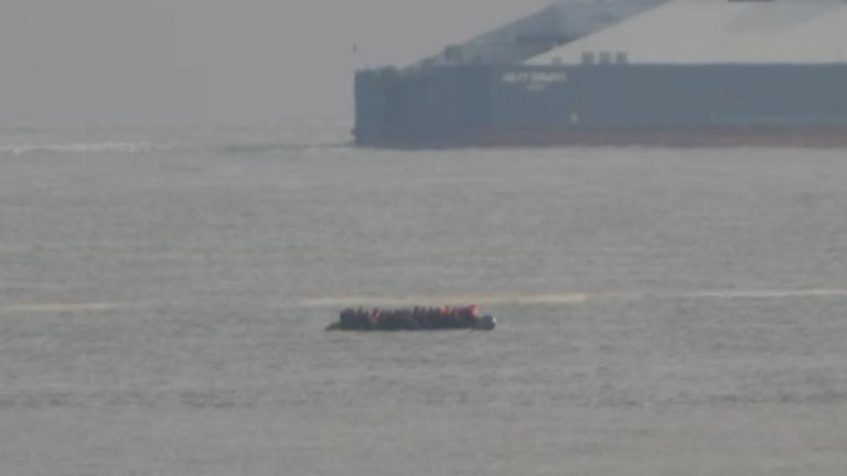Suspected migrant dinghy is seen in the Channel