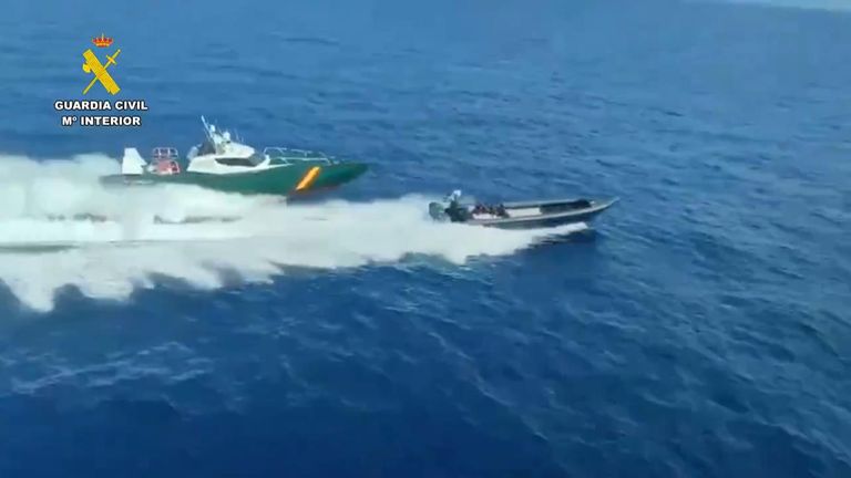 Various elements of the Guardia Civil are involved in the operation, including maritime, land and air units.