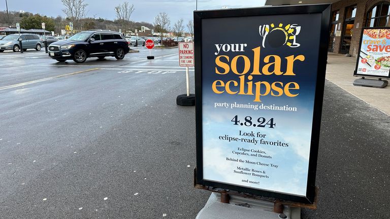 Solar eclipse marketing at a Wegmans grocery store in Syracuse, New York. Pic: AP 