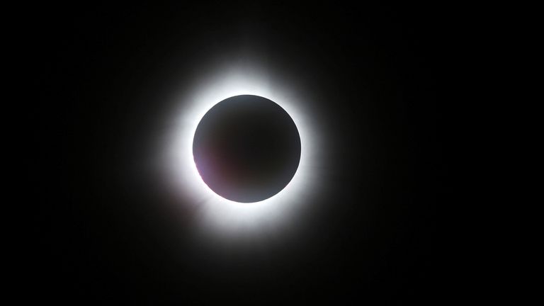 The eclipse passes through totality at Sugarbush ski resort in Warren, Vermont.
Pic: Reuters