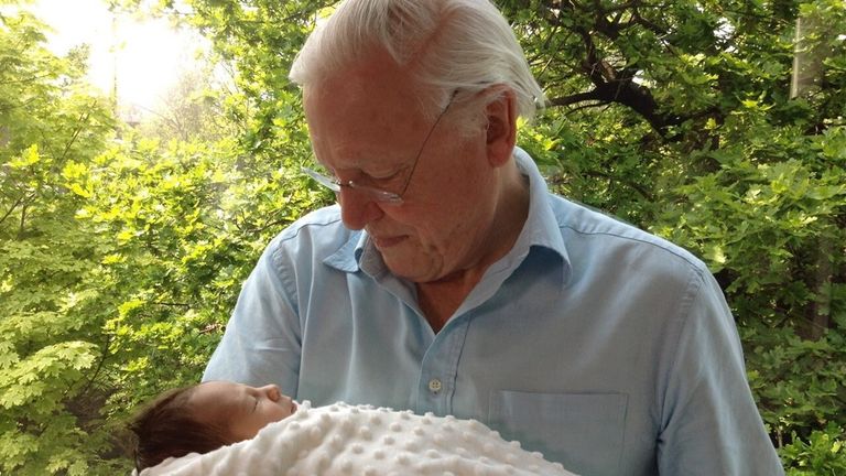 David Attenborough holds Mr Reeve&#39;s daughter. Pic: Ed Reeve