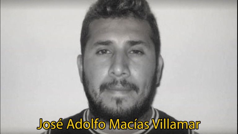 This wanted poster posted on Tuesday, Jan. 9, 2024 on X formerly known as Twitter, by Ecuador's Ministry of Interior, shows Jos.. Adolfo Mac..as Villamar, leader of Los Choneros gang. Mac..as was discovered missing on Sunday from a Guayaquil prison cell where he was serving a 34-year sentence for drug trafficking.  Also known by the alias ...Fito,... Mac..as is on the country's most wanted list and a reward is being offered for information that helps find his whereabouts. (Ecuador's Ministry of Interior via AP)