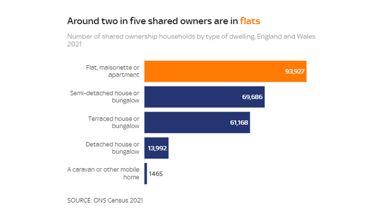 Flats vs other dwelling types, shared owners