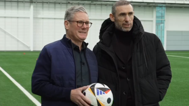 Keir Starmer pictured with ex-Arsenal player Martin Keown
