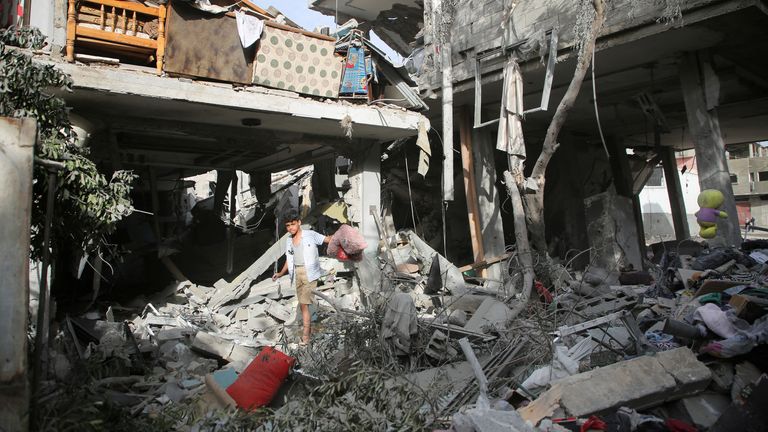 Israeli attacks hit houses in the southern city of Rafah, with at least six killed. Pic: Reuters