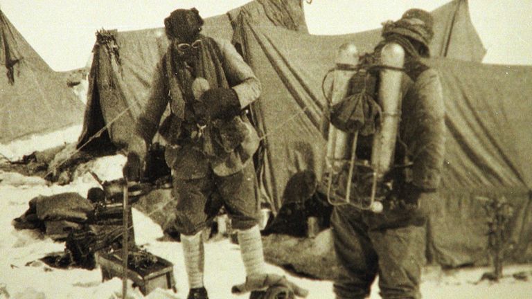 Pic: AP
British mountaineers George Mallory is seen with Andrew Irvine at the base camp in Nepal, both members of the Mount Everest expeditions 1922 and 1924, as they get ready to climb the peak of Mount Everest June 1924. It is the last image of the men before they disappeared in the mountain. 
