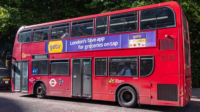 Getir advertises on London buses. iStock file images